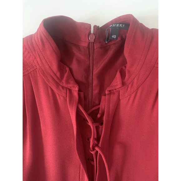Gucci Burgundy Red Silk And Velvet Dress, EU 40, US 8 - Picture 5 of 16